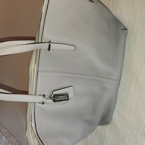 Coach Light Gray Leather Shoulder Bag